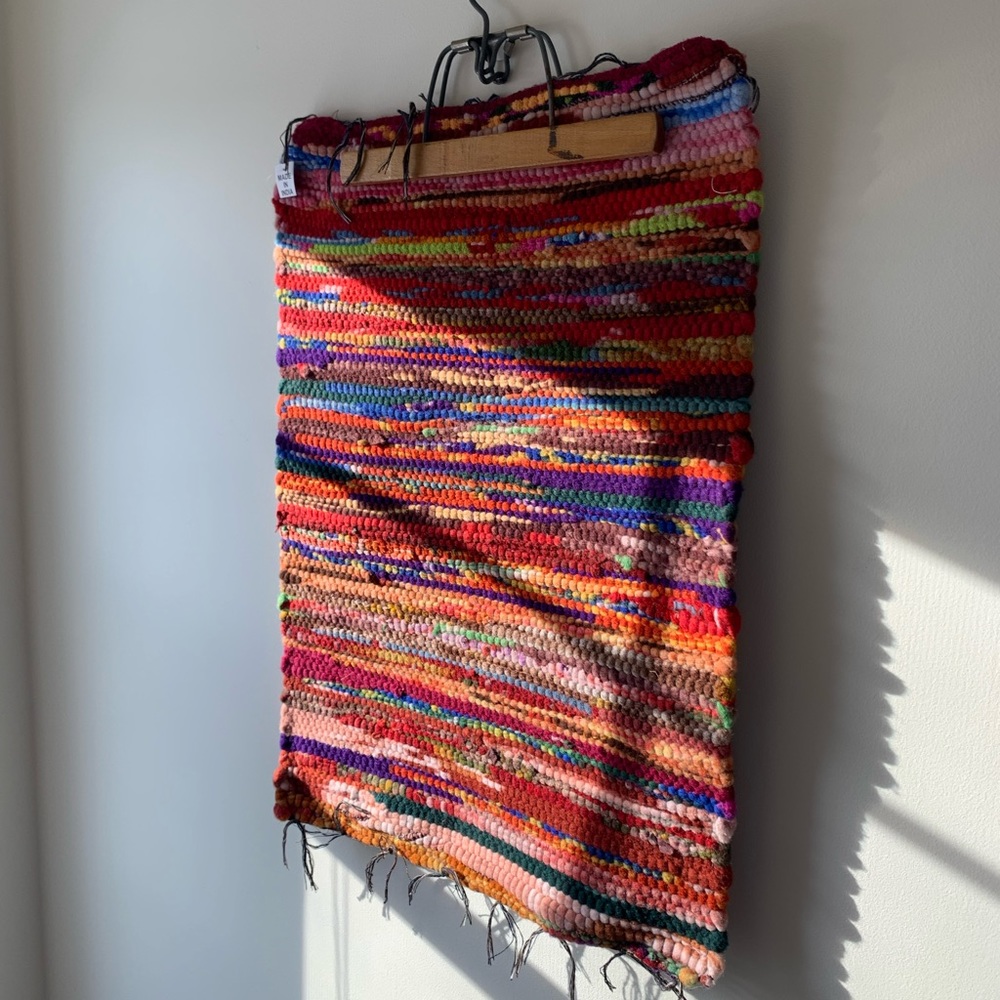 Colorful Indian Tapestry with Vintage Hanger - Picture 2 of 10